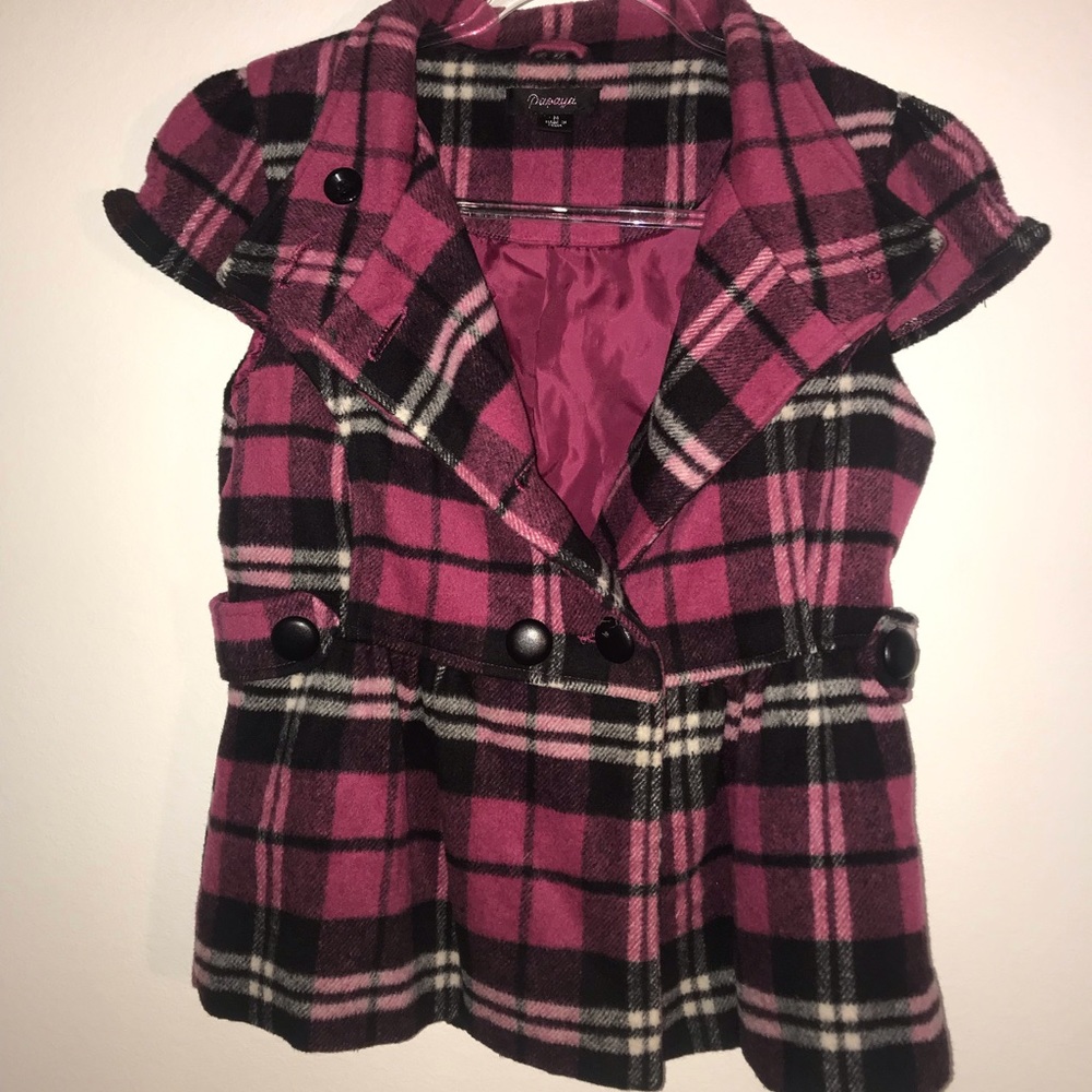 Dark pink and black plaid Papaya jacket